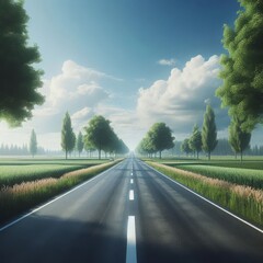 Fototapeta premium photorealistic road going into the horizon 