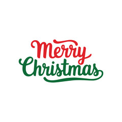 Merry Christmas lettering typography winter holiday design and color gift, snowflakes, snow, Vector illustration.