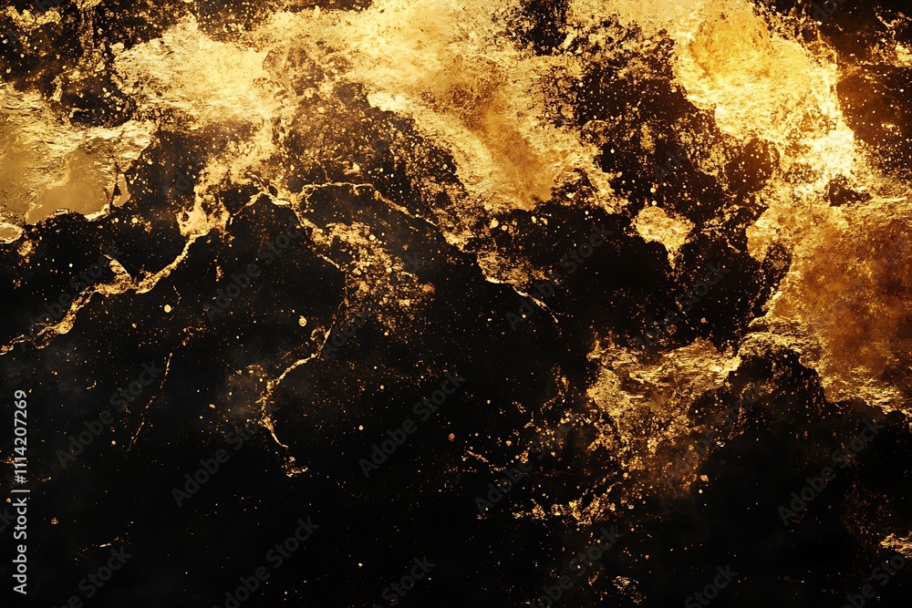 Poster abstract golden texture resembling a world map.