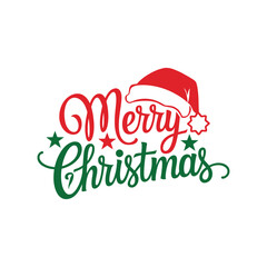 Merry Christmas lettering typography winter holiday design and color gift, snowflakes, snow, Vector illustration.