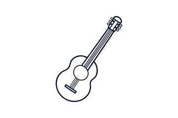 guitar line art vector illustration transparent white background