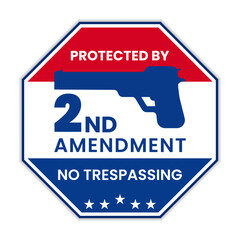 Protected by 2ND Amendment Security Yard Sign. Second Amendment to the US Constitution to permit possession of weapons. Eps10 vector illustration