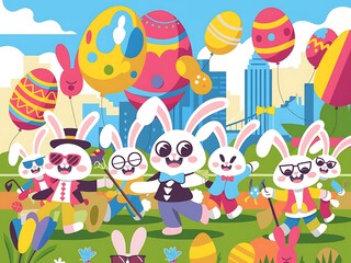 Easter Bunnies Celebrate Springtime City Parade