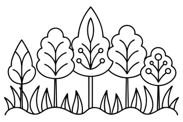 Simple Forest Flourish Line Art Vector could be rewritten as