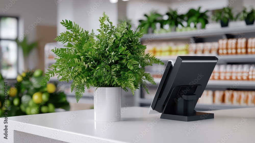 Poster 3d rendering register concept, futuristic 3d rendering of a checkout station with modern design and 