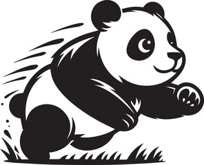 Obraz premium Panda black silhouette vector