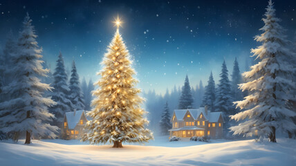 Naklejka premium christmas tree in the night