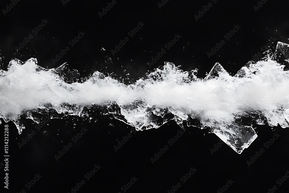 Aufkleber Abstract image of ice shards and water splash against black background.