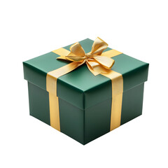 Obraz premium Elegant green gift box on transparent background