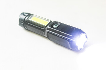 Black flashlight on isolated on white background