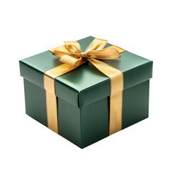Obraz premium Elegant green gift box on transparent background