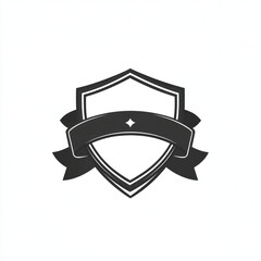 Blank shield emblem with ribbon banner.