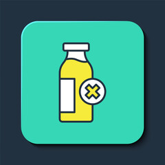 Filled outline Lactose intolerance icon isolated on blue background. Not allow milk. Allergy concept, lactose intolerance allergy warning sign. Turquoise square button. Vector