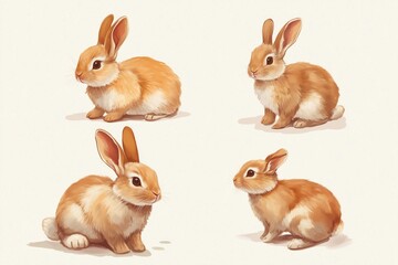 Set four illustrations rabbits first illustration top left Safari Animal 