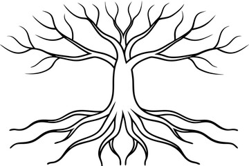 Simple Roots of Nature Line Art Vector