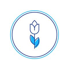 Filled outline Flower tulip icon isolated on white background. 8 March. International Happy Women Day. Vector