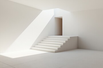 Obraz premium Stairway interior design minimalist space modern architecture bright environment artistic perspective contemporary concept