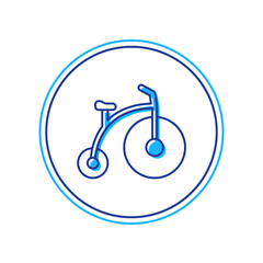 Filled outline Vintage bicycle with one big wheel and one small icon isolated on white background. Bike public transportation sign. Vector