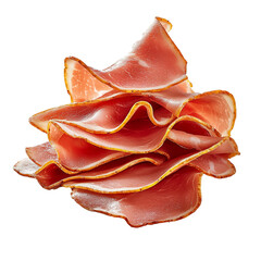 Stack of Thinly Sliced Cured Ham on Transparent Background