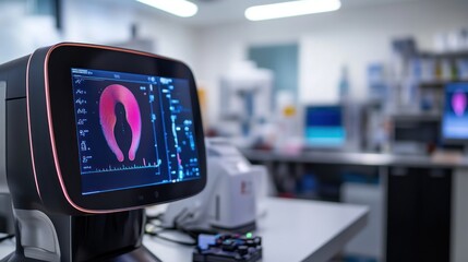Medical device displaying scan results in lab.