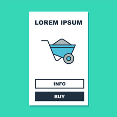 Filled outline Wheelbarrow icon isolated on turquoise background. Tool equipment. Agriculture cart wheel farm. Vector