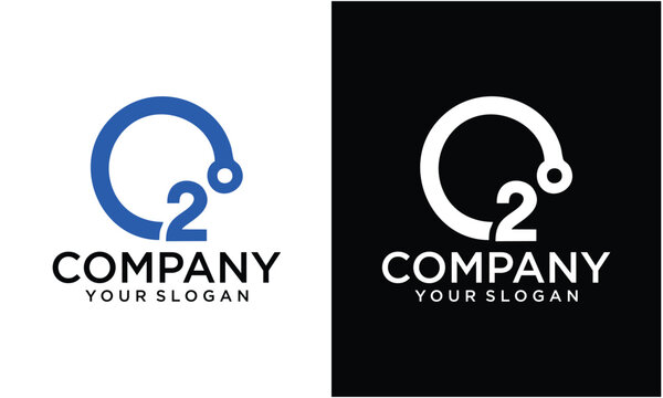 Creative Nature Oxygen O2 icon concept with blue  isolated on white background. Oxygen Vector Illustration Graphic Design.