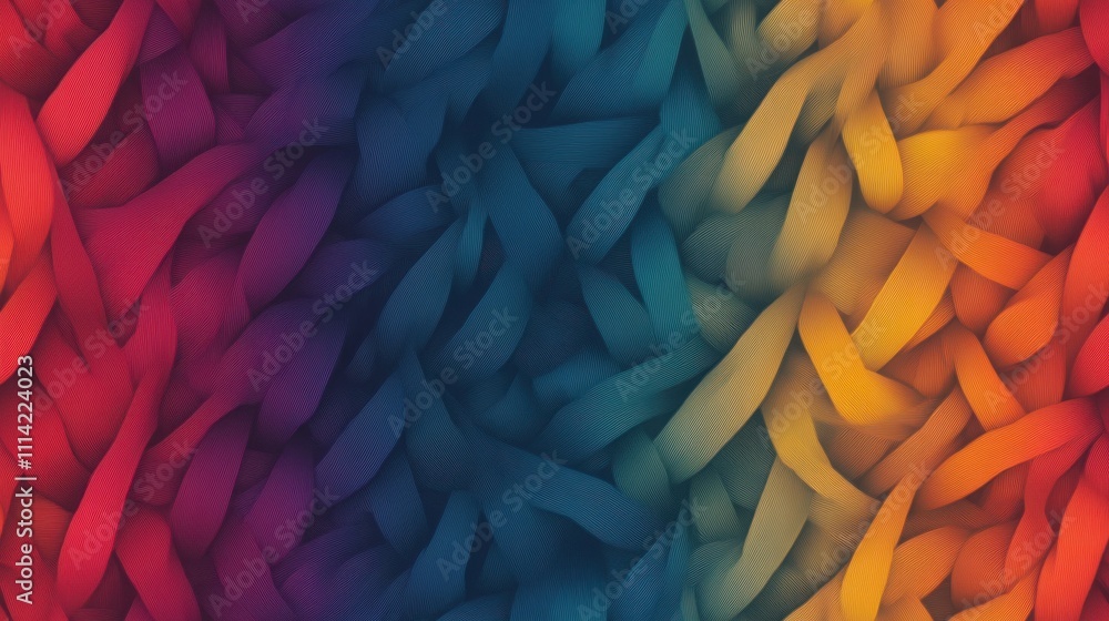 Aufkleber a vibrant, textured background featuring intertwined patterns in shades of red, blue, and yellow, cr