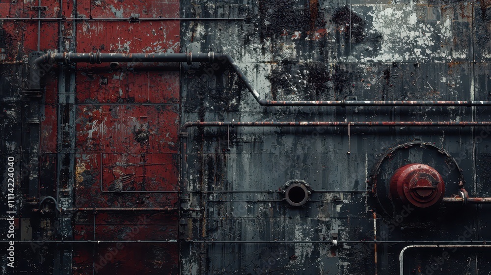 Poster moody dark scene with rugged textures and industrial elements in an atmospheric setting