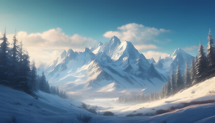 Majestic Snowy Mountain Landscape