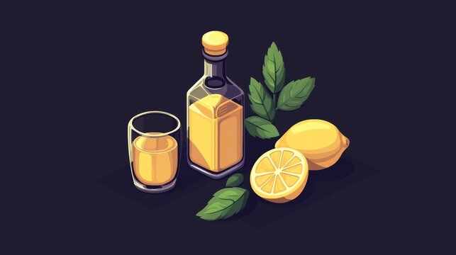 Limoncello recipes featuring fresh lemons, bottle of liqueur, and mint leaves for a refreshing drink experience