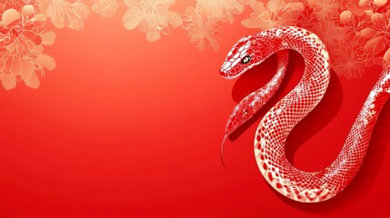 Obraz premium Chinese red color new year banner with traditional Chinese snake figure