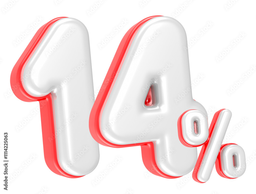 Poster 3d rendering number 14 percent isolated