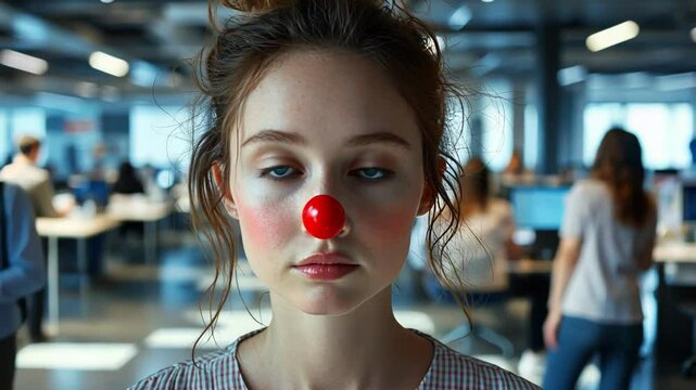 Office Worker with a Clown Nose