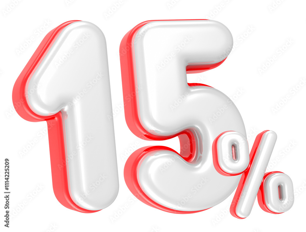 Poster 3d rendering number 15 percent isolated