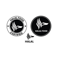 Halal food certified icon. Halal food labels Icon. Halal icon, Vector illustration Al Wissam script