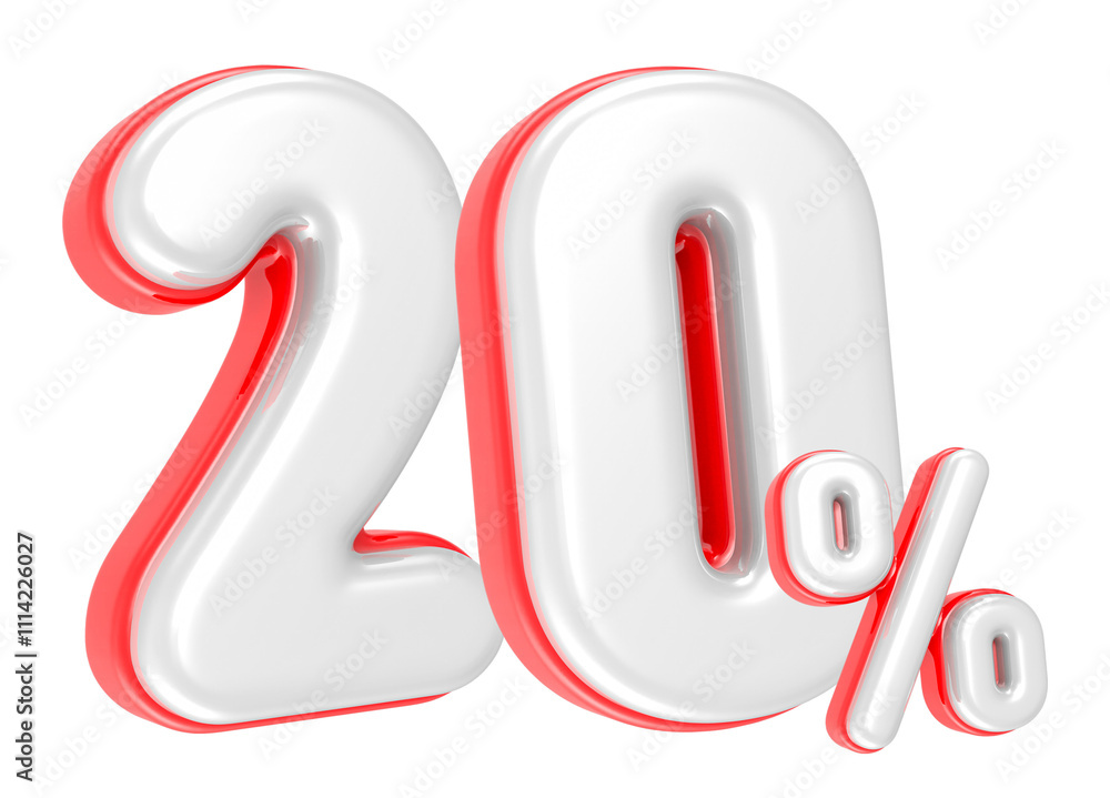 Poster 3d rendering number 20 percent isolated