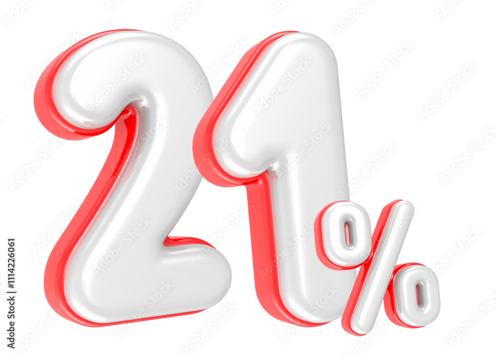 Poster 3d rendering number 21 percent isolated