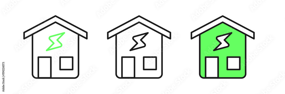 Poster set line smart home icon isolated on white background. remote control. vector