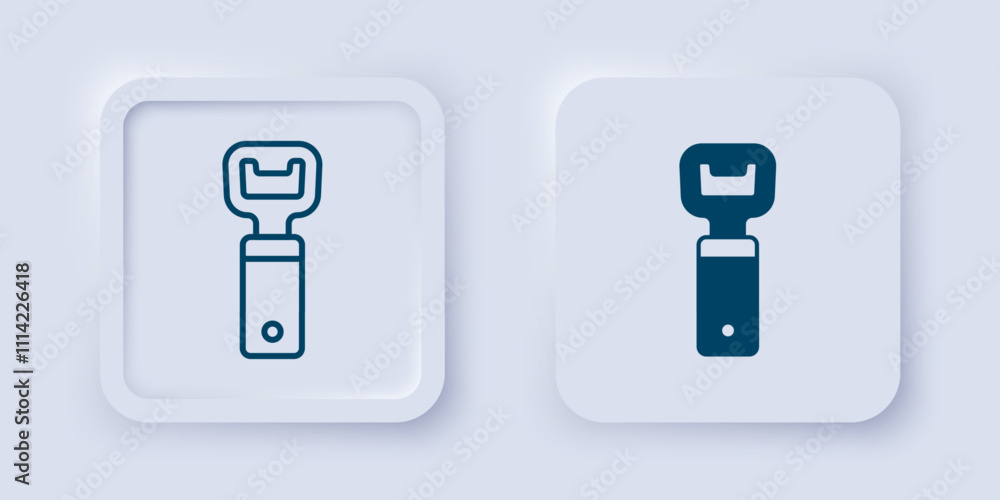 Poster filled and outline bottle opener icon isolated on grey background. square button. vector