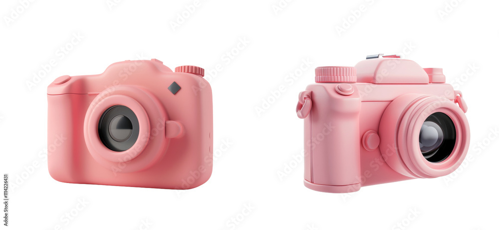 Poster soft pink camera with rounded edges front view