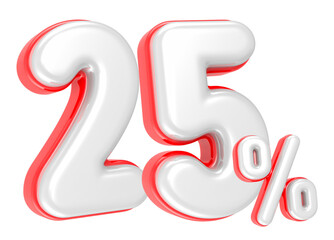 3d rendering Number 25 Percent isolated