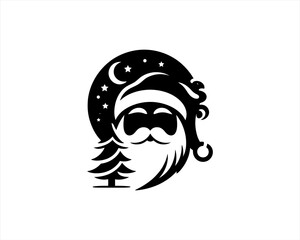 Christmas Silhouette Santa Claus Logo Design Vector Illustration. Xmas Christmas Holiday