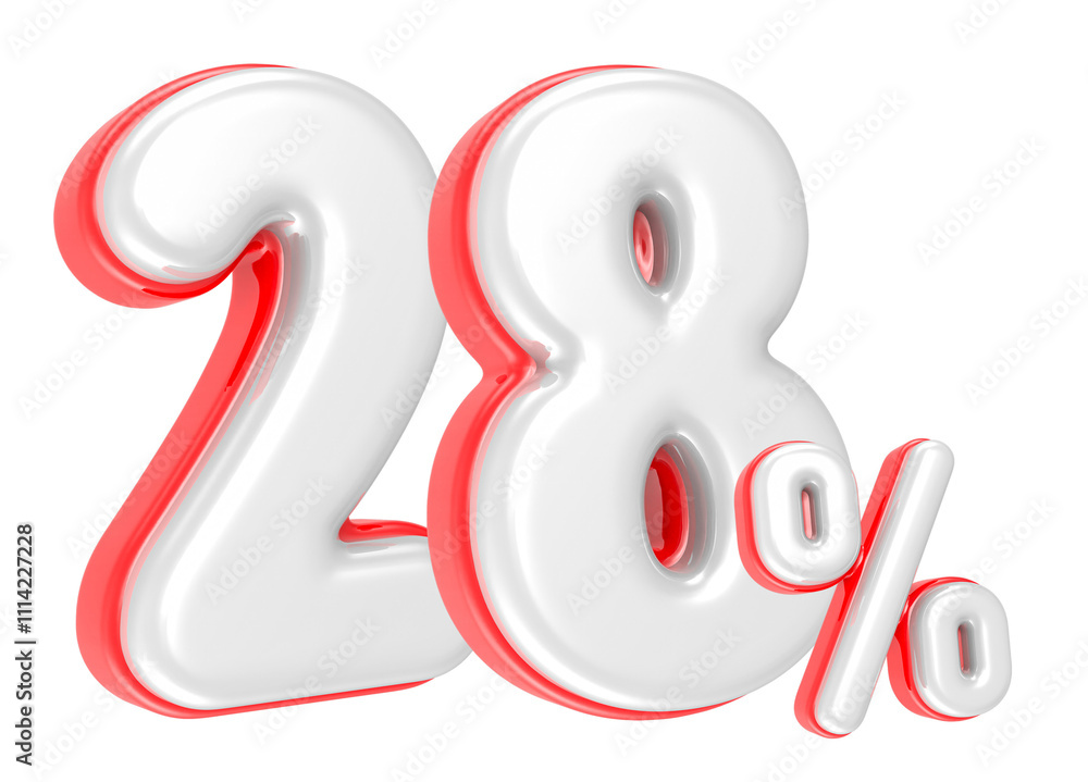 Poster 3d rendering number 28 percent isolated