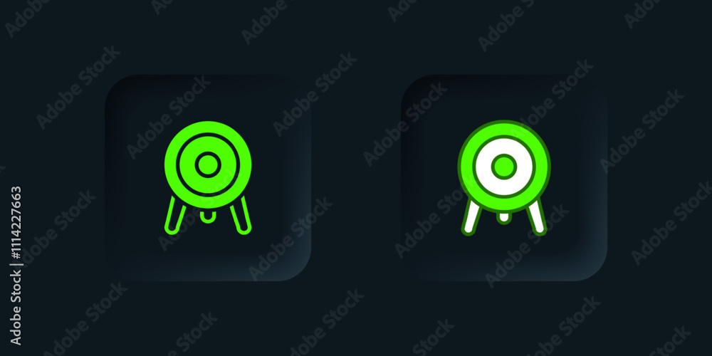 Poster green target sport icon isolated on black background. clean target with numbers for shooting range o