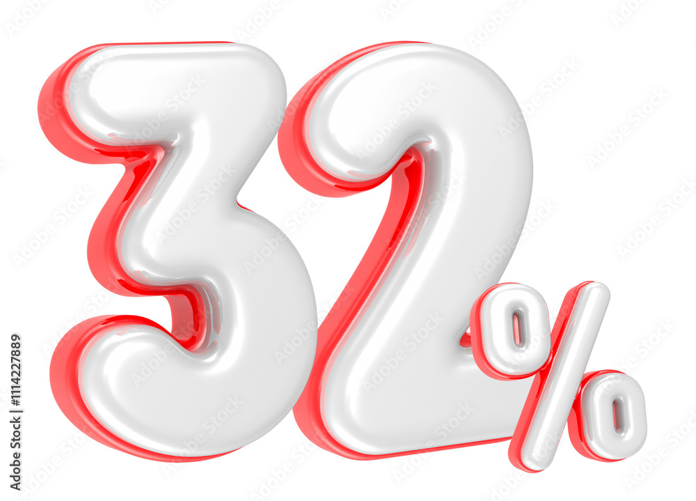 Poster 3d rendering number 32 percent isolated