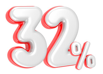 3d rendering Number 32 Percent isolated