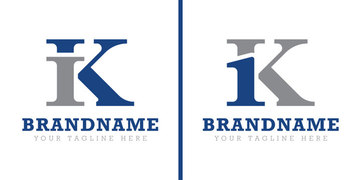Letters IK and 1K Logo, for business with IK KI 1K K1 initials