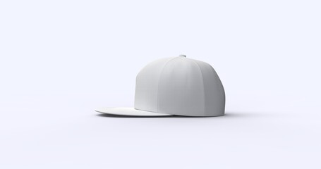 White trucker cap with flat visor 3D render realistic fleece-textured fabric. Perfect for branding advertising and fashion concepts showcasing a modern and versatile design right view