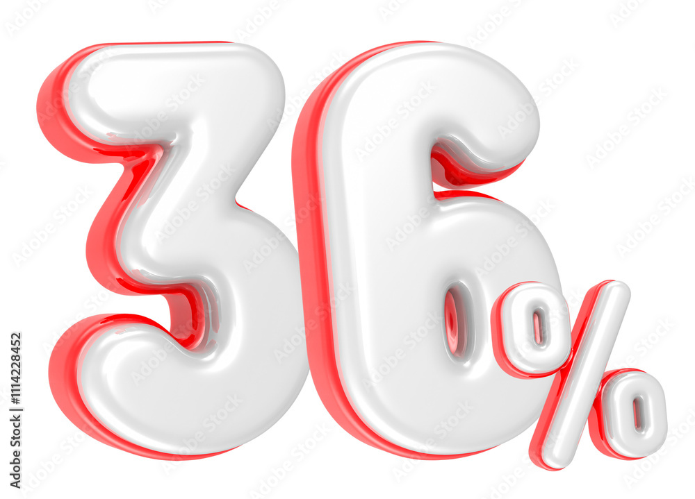 Poster 3d rendering number 36 percent isolated