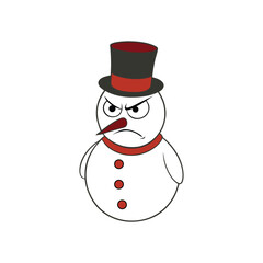 Angry Snowman Cartoon - Grumpy Winter Character Vector Design